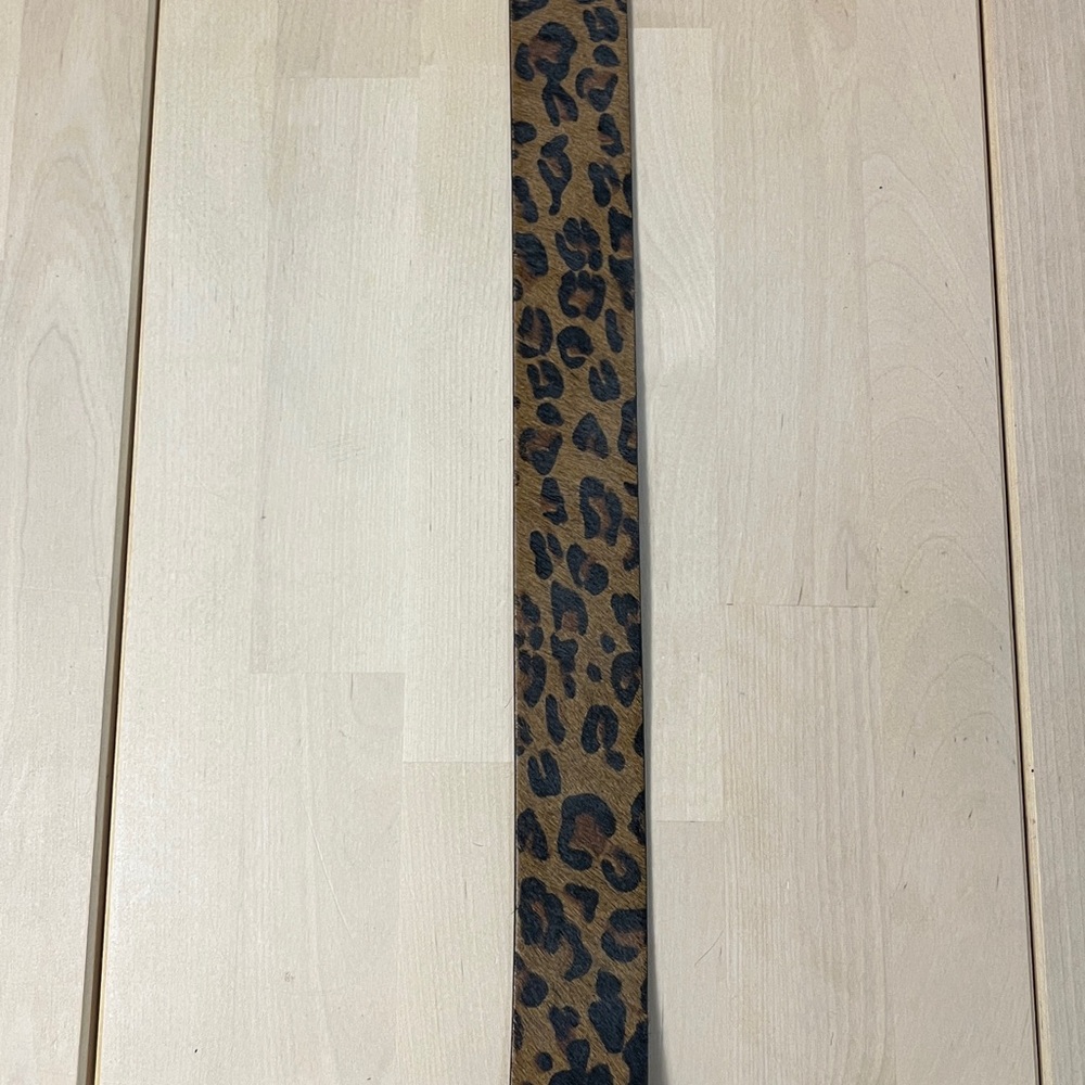 J. Crew Faux Fur Leopard Print Leather Belt w/ Gold Tone Buckle Women’s Medium - Picture 13 of 15